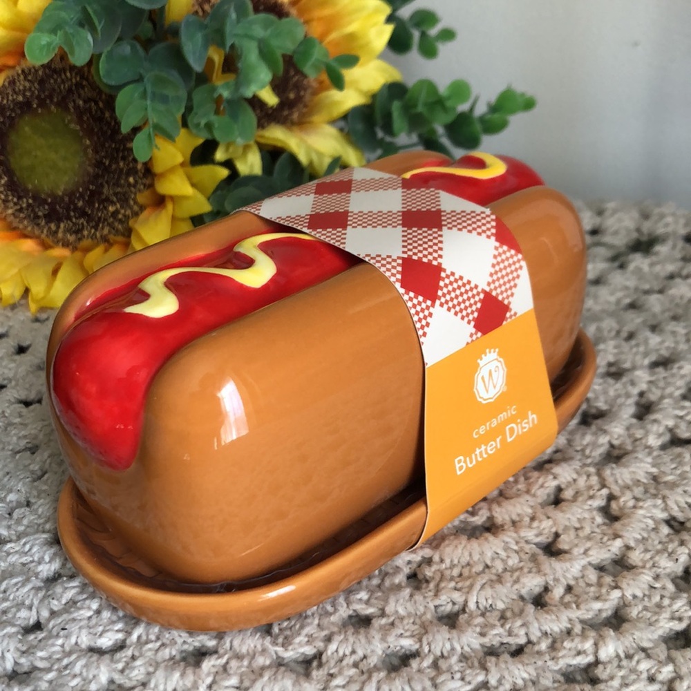 Ceramic HOTDOG Butter Dish